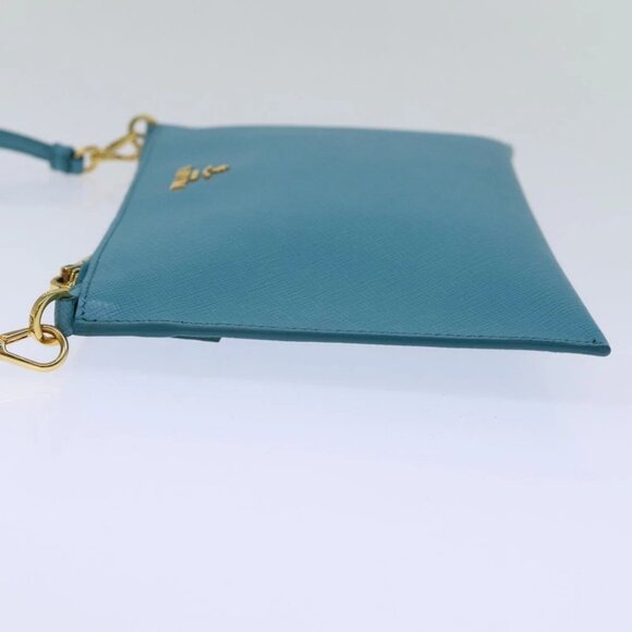PRADA Accessory Pouch Safiano leather Blue Auth - Picture 8 of 15